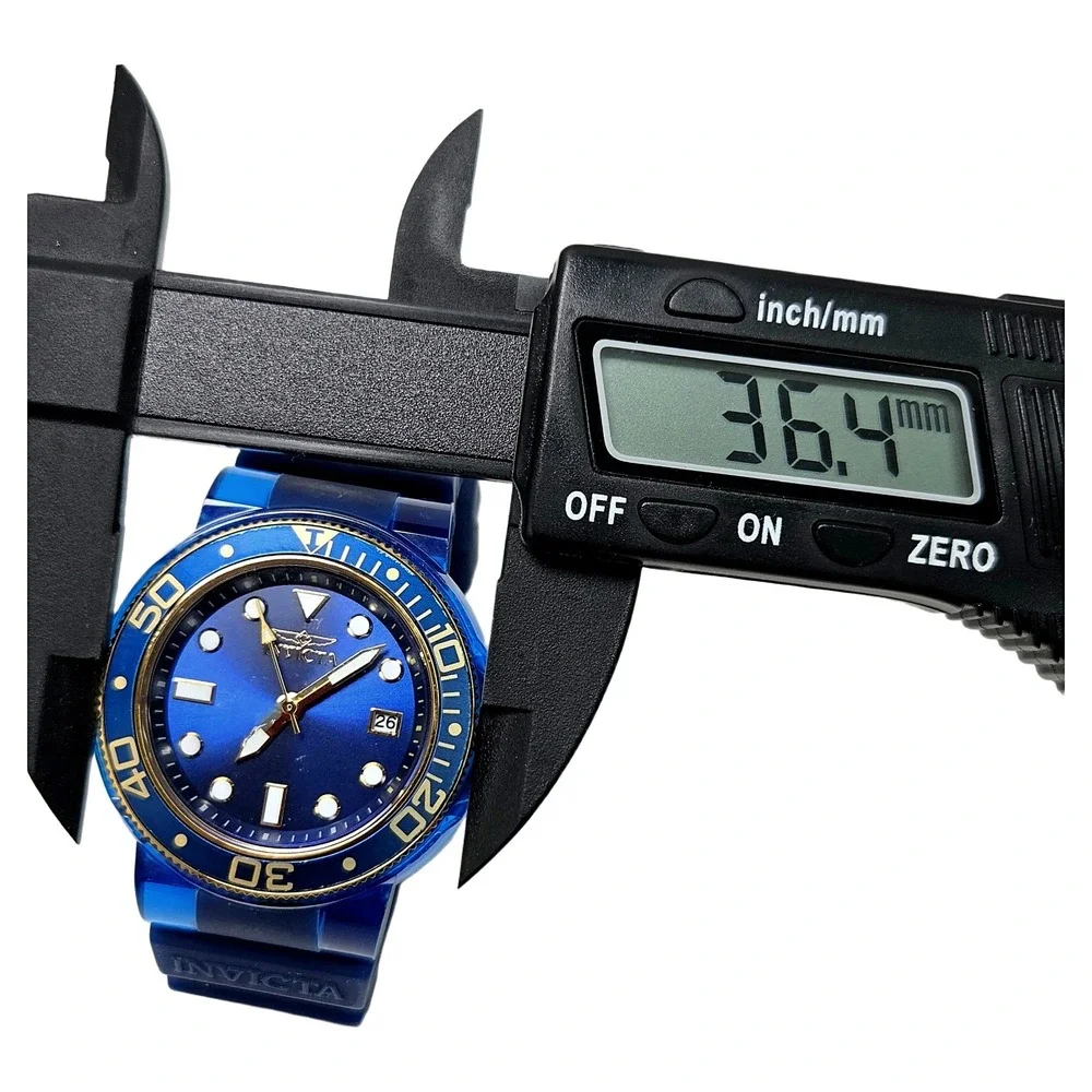 Invicta 35234 Blue Gold Watch 36mm Silicone Sport Accessory Excellent Condition